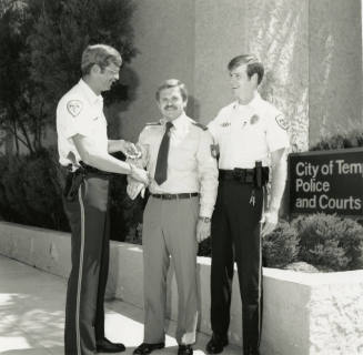 Unidentified Tempe Police Officers with Uniformed Man - August 6, 1984 - (2 of 2)