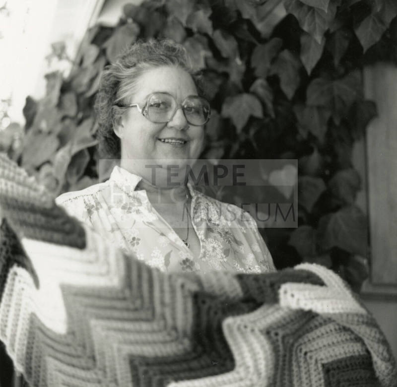 Unidentified Woman With Knit Quilt - August 6, 1984 - (2 of 2)