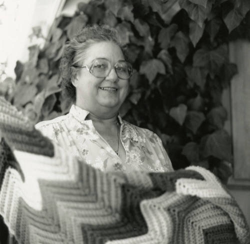 Unidentified Woman With Knit Quilt - August 6, 1984 - (2 of 2)
