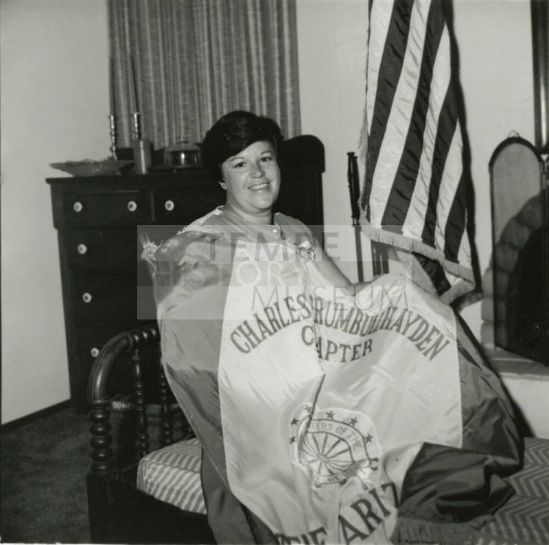 Unidentified Woman with Charles Trumbull Hayden DAR Flag