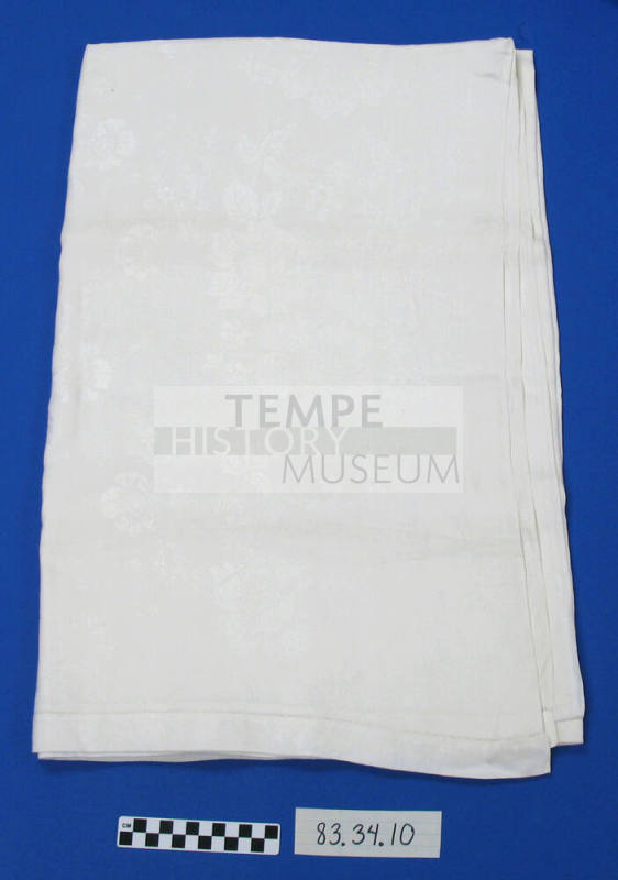 White damask tablecloth