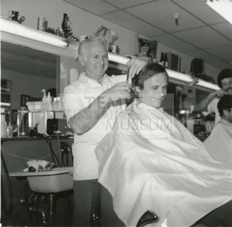 Mayor Harry Mitchell Gets Haircut at Ray Boles'  Barber Shop