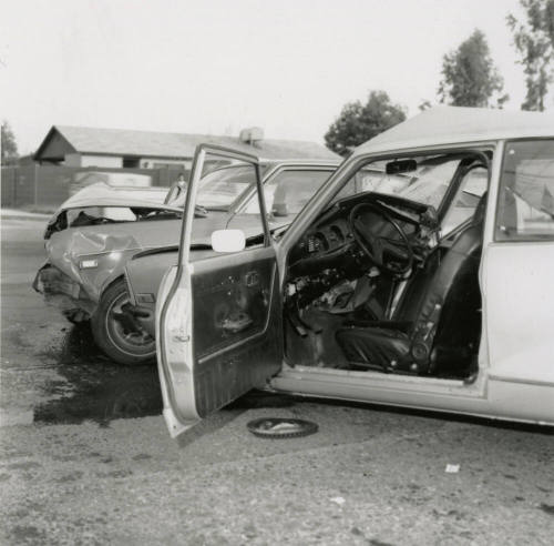 Convertible and Compact Car After Collision