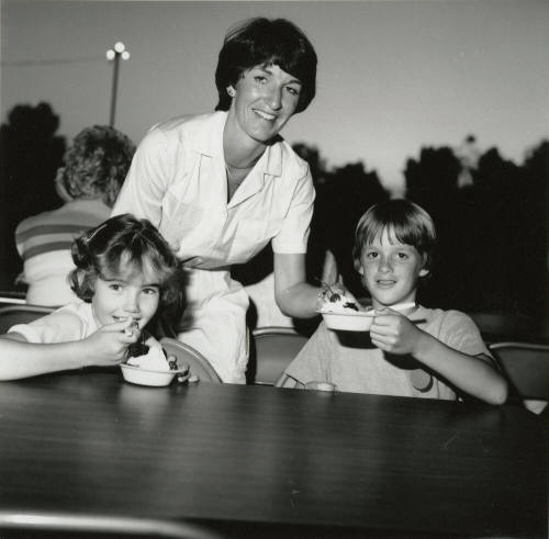 Unidentified Woman with 2 Ice-cream-Eating Children