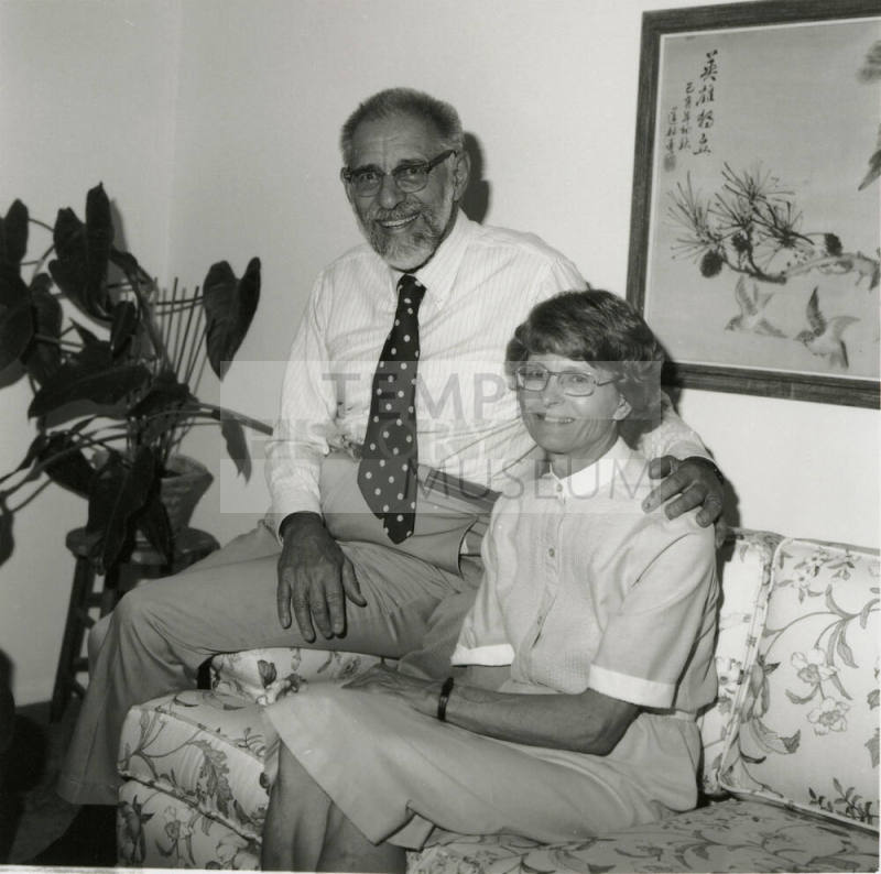 Older man and woman on sofa