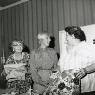 Unidentified Group of 3 Women with Fabric, Shoes, Pillow