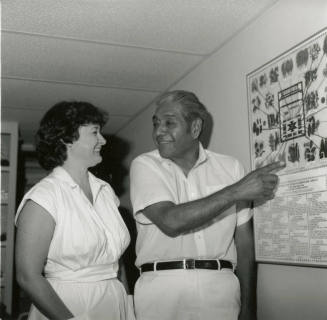 Unidentified Man & Woman Look at Native American Chart