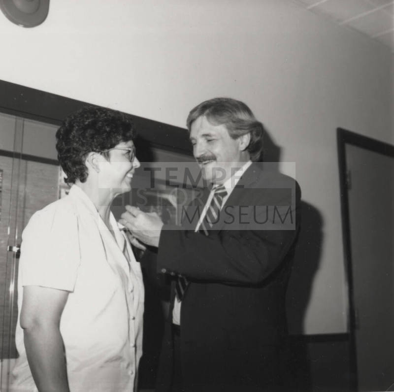 Tempe High School employees 'pinned', from Tempe Daily News, October 17, 1985