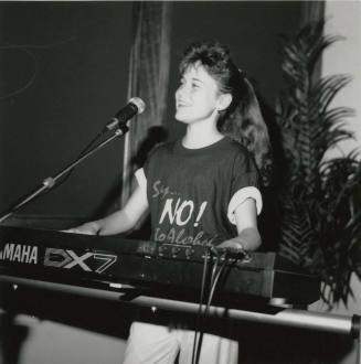 Unknown young lady with "Say No! to Alcohol" shirt