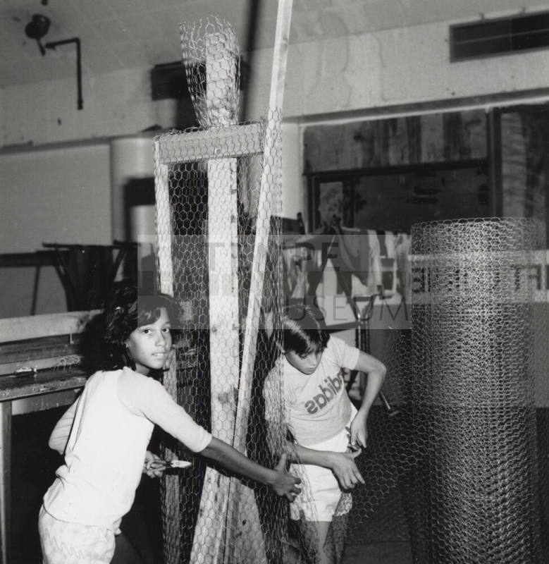 Unidentified Children with 'Chicken wire'