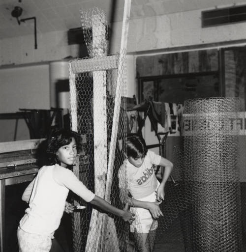 Unidentified Children with 'Chicken wire'