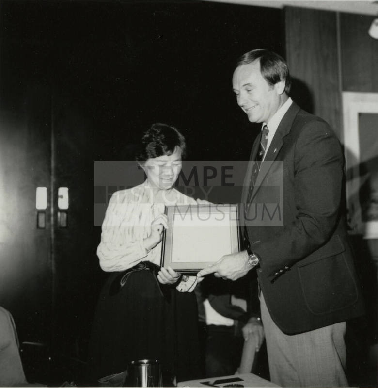 Accepting the award.