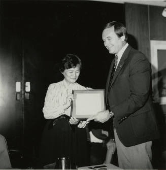 Accepting the award.
