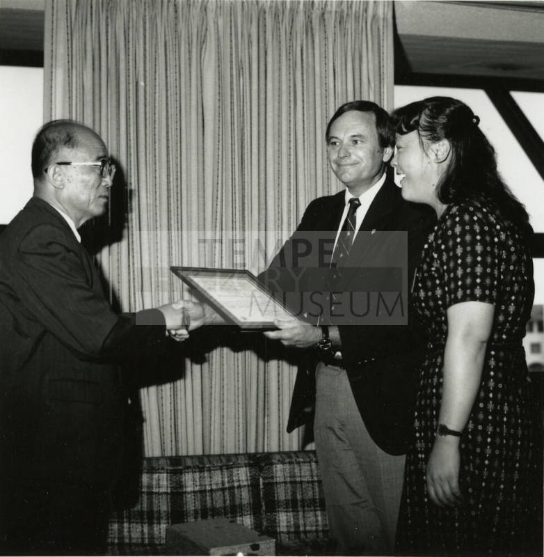 Accepting the award.