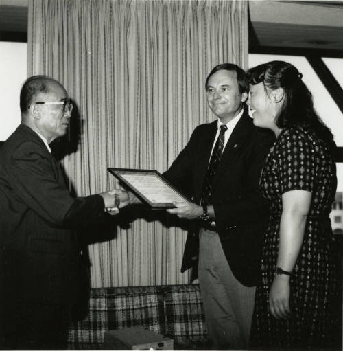 Accepting the award.