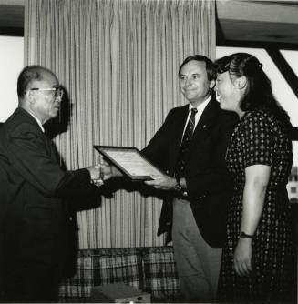 Accepting the award.