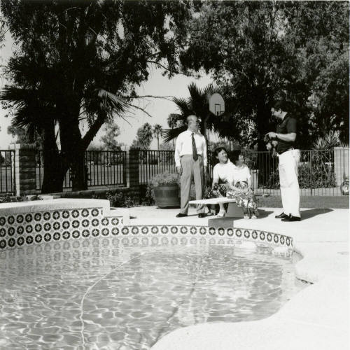 Sitting out by the pool.