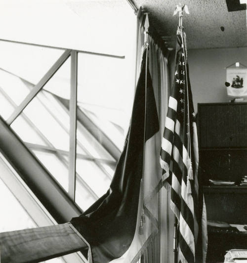 Taking a picture of the flag.