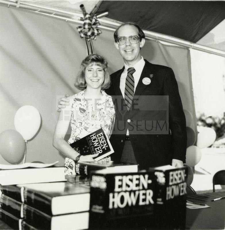 David Eisenhower and a woman at a book signing, Sister City Oktoberfest