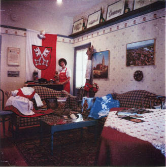 Display of Sister Cities items at the Hackett House