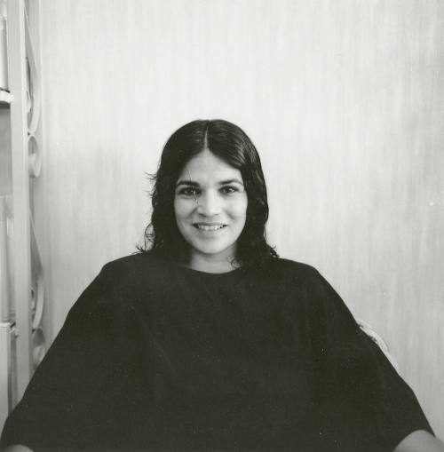 Unidentified woman posing for the camera at salon