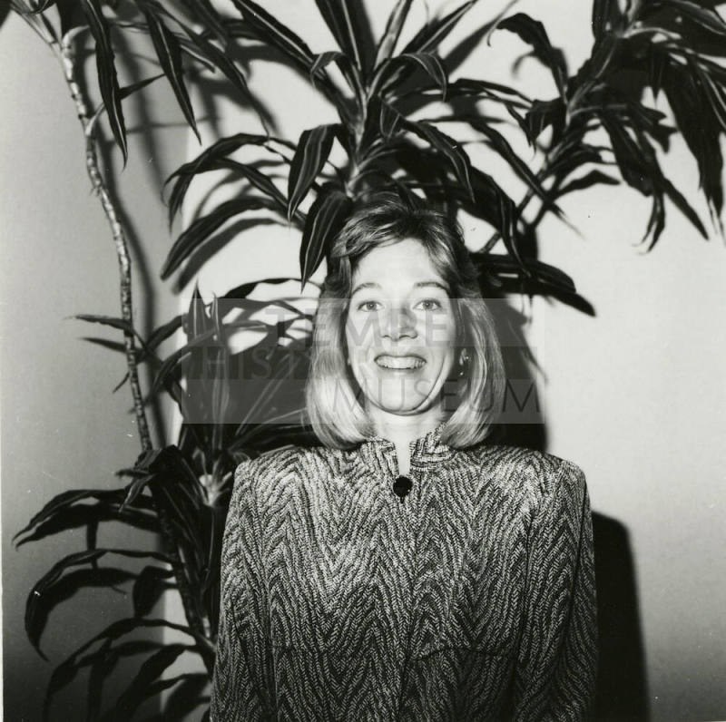 Woman staring at the camera.