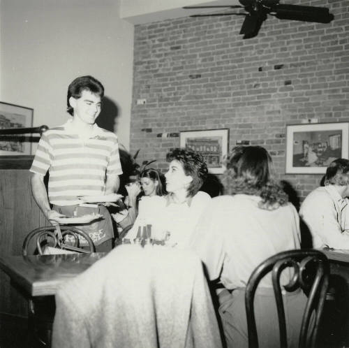 Unknown youths at a restaurant