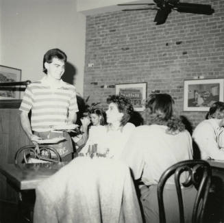 Unknown youths at a restaurant