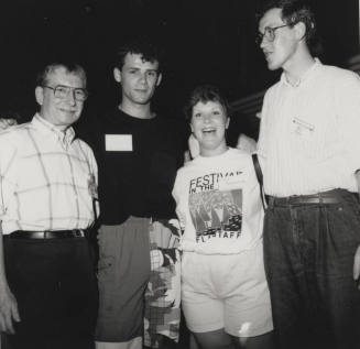 Sister City Student Picnic at Kiwanis Park. Pictured: Herb Paule (left) and Three Students