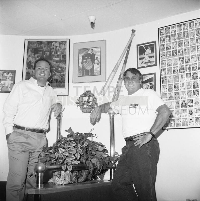 Jim Skoda (L) and Jim Keller (r) of Schooner's Sport Bar and Grill at Rural and Weber