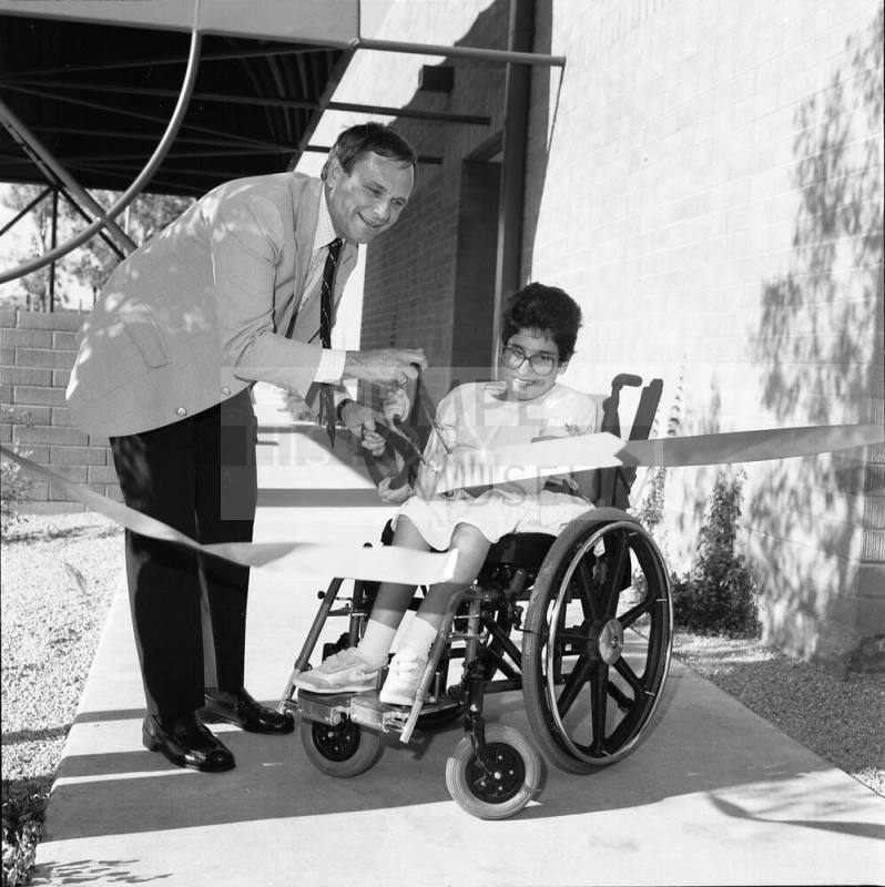 Dedication Center for Handicapped newly-remodeled First Street facility. Harry Mitchell and Andrea Mindiola