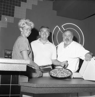 Pizza Doug Out Sharon and Doug Finney, Larry Stein