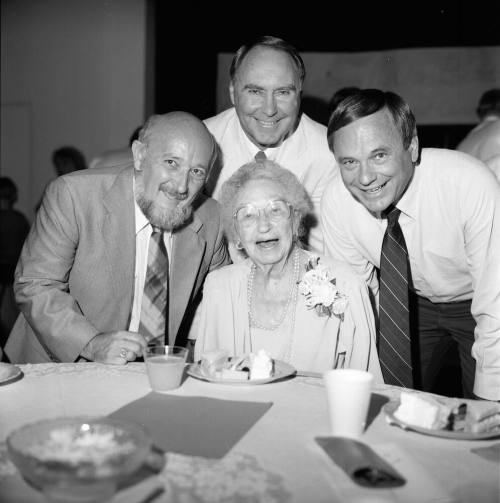 Hedvig Peterson 100th Birthday/ Extraordinary Citizen (L to R) Ron Wilson, Jim Mack, Hedvig Peterson, and Harry Mitchell
