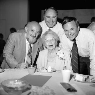 Hedvig Peterson 100th Birthday/ Extraordinary Citizen (L to R) Ron Wilson, Jim Mack, Hedvig Peterson, and Harry Mitchell
