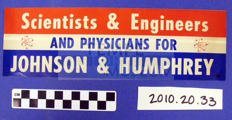 Political bumper sticker - Lyndon Johnson and Hubert Humphrey