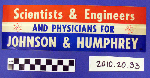Political bumper sticker - Lyndon Johnson and Hubert Humphrey