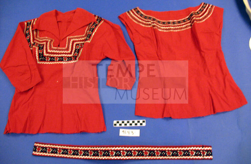 Red Embroided Skirt and Blouse set with a Embroided Belt