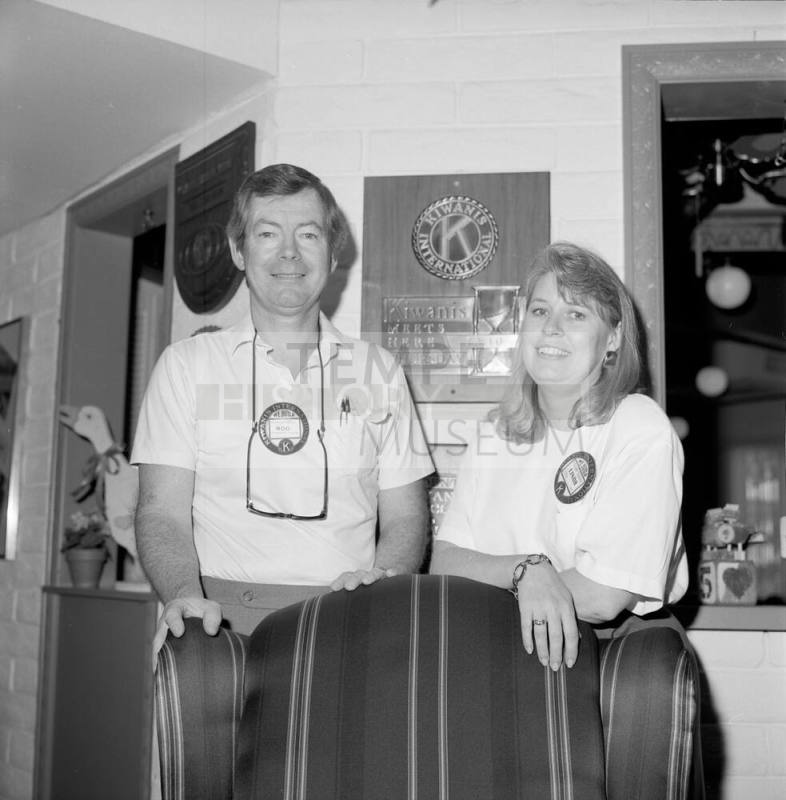 Rod Johnson, new president 1991-92 for Kiwanis Club of Tempe and first woman elected Linda Spears