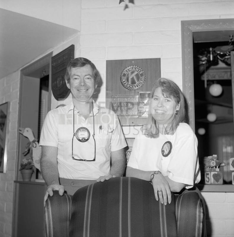 Rod Johnson, new president 1991-92 for Kiwanis Club of Tempe and first woman elected Linda Spears