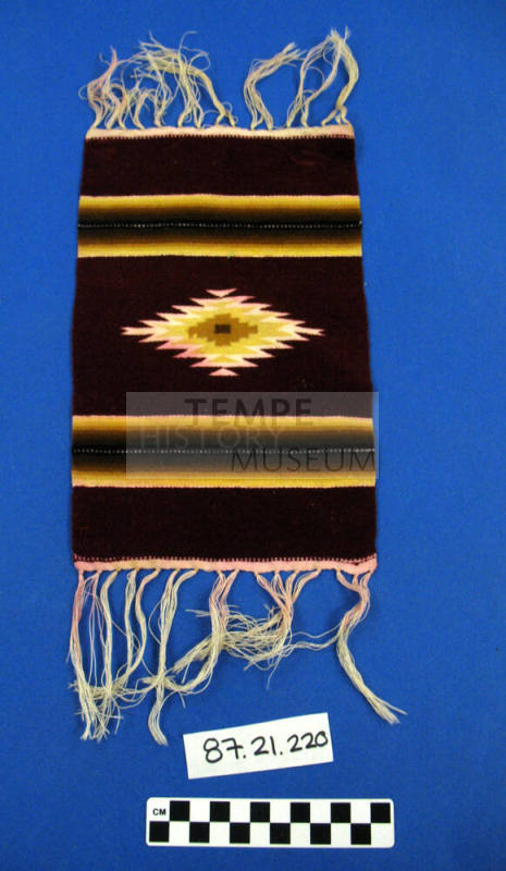 mexican marron and gold wool doily with tassels