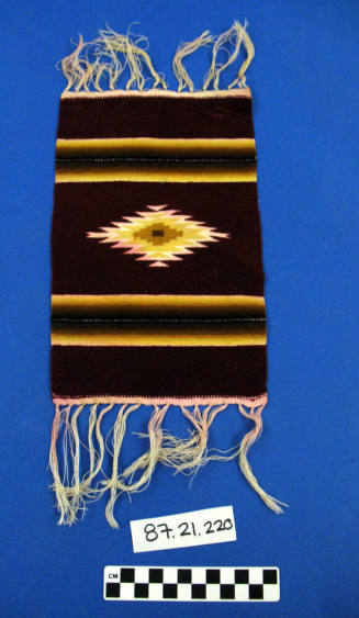 mexican marron and gold wool doily with tassels