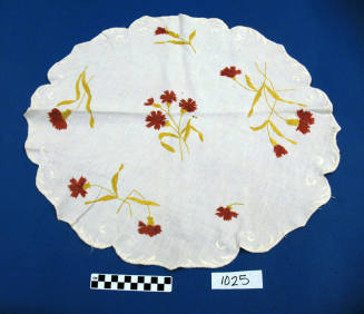 Large White Doily with Red Flowers
