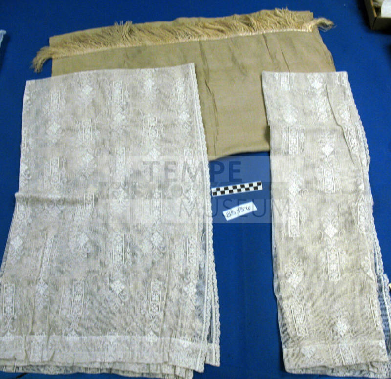 White lace blankets with Tan Fringe Sheets