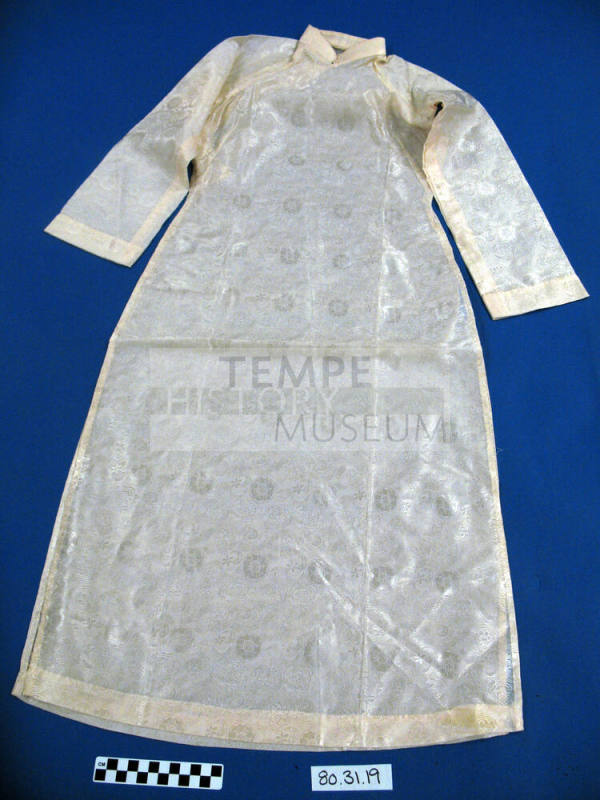 Cream Chinese Silk Cheongsam Dress