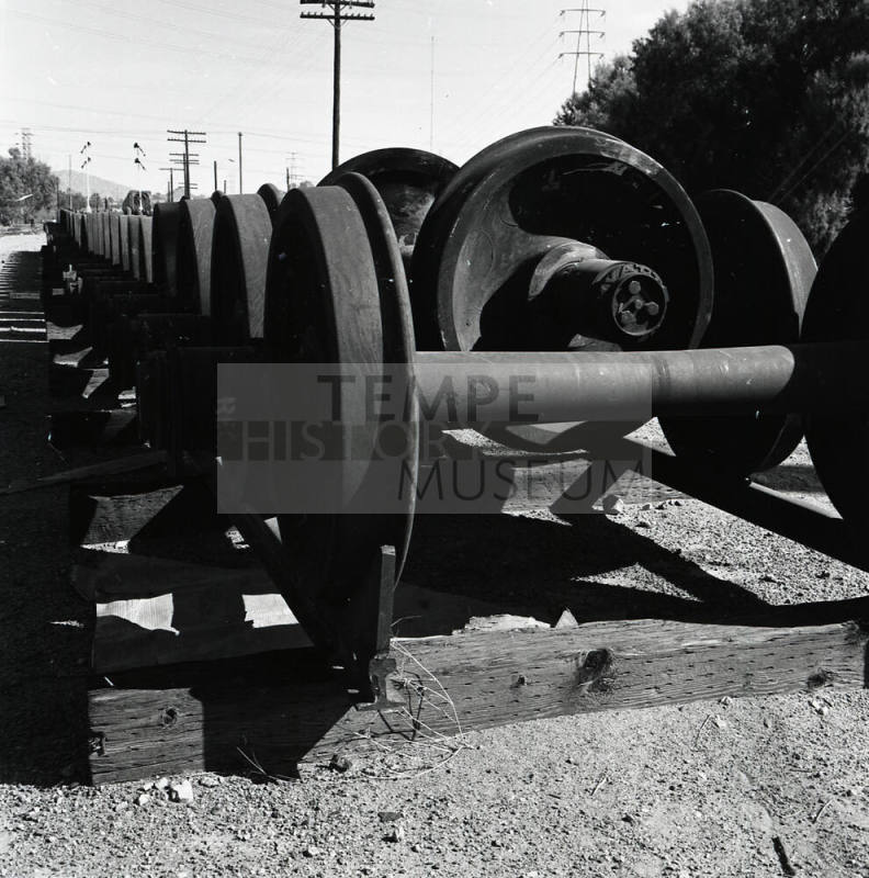 Spare wheelsets outside Tempe Depot