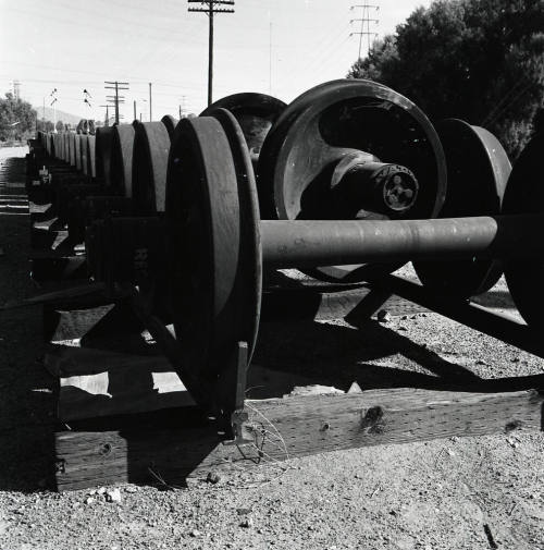 Spare wheelsets outside Tempe Depot