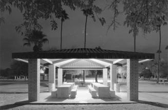 A Tempe Park covered picnic area at night.