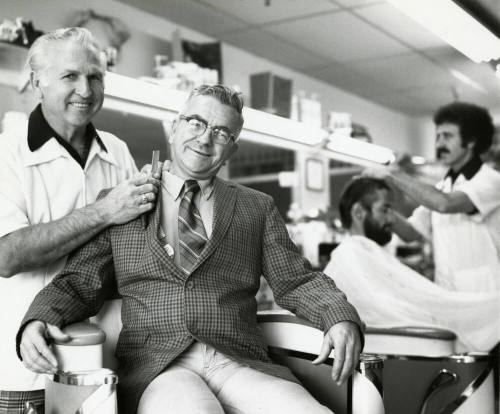 Ray Boles (left) Sun Devil Barber, Customer Willie