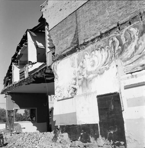 Partially demolished building, 4th Street and Mill Avenue