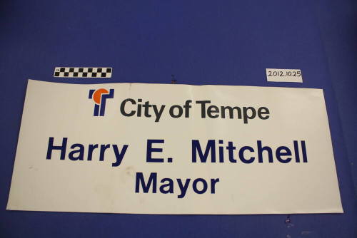 Magnetic Car Sign: City of Tempe, Harry E. Mitchell, Mayor
